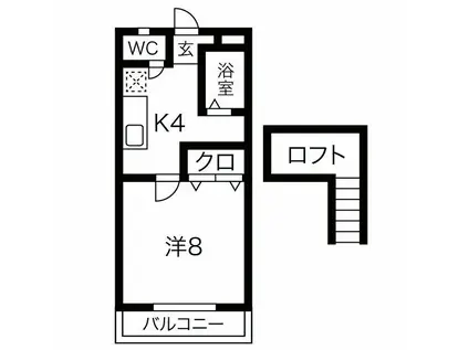 サンハイツサノックスA棟(1K/2階)の間取り写真