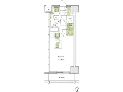 ザ・パークハビオ名古屋松原(ワンルーム/12階)の間取り写真