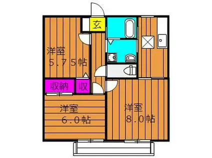 リバーサイド金光 B(3K/2階)の間取り写真