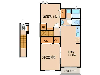 メゾンエスポワールI(2LDK/2階)の間取り写真