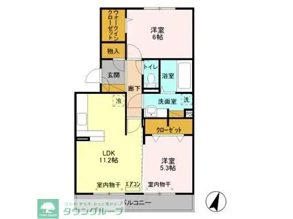 オ・ソレイユABIKO(2LDK/3階)の間取り写真