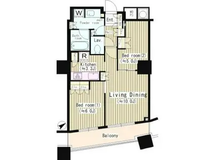 ザ・パークハウス西新宿タワー60(2LDK/27階)の間取り写真