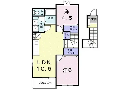グリーン ゲイブルズ IV番館(2LDK/2階)の間取り写真