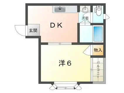 京阪本線 萱島駅 徒歩7分 4階建 築27年(1DK/3階)の間取り写真