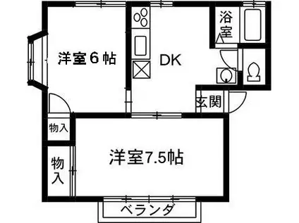 エクセルA(2DK/2階)の間取り写真
