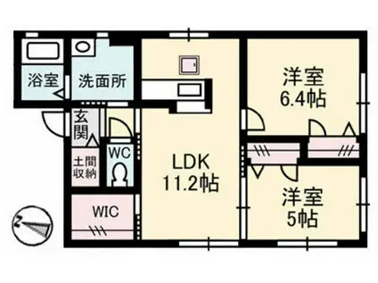 カメリア江の内(2LDK/2階)の間取り写真
