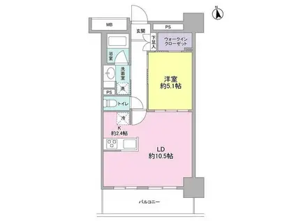 スタイリオ品川中延(1LDK/4階)の間取り写真