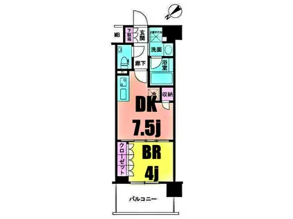 デュオステージ横濱天王町(1DK/5階)の間取り写真