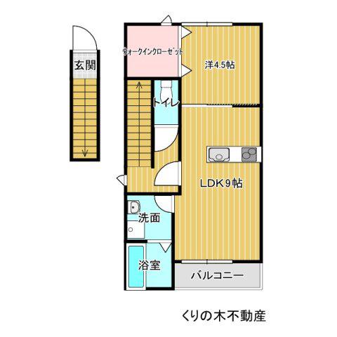 ルミウス延喜B棟(1LDK/1階)の間取り写真
