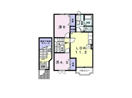 セレーノII(2LDK/2階)の間取り写真