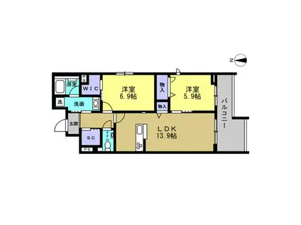 メゾン オルジュ(2LDK/4階)の間取り写真