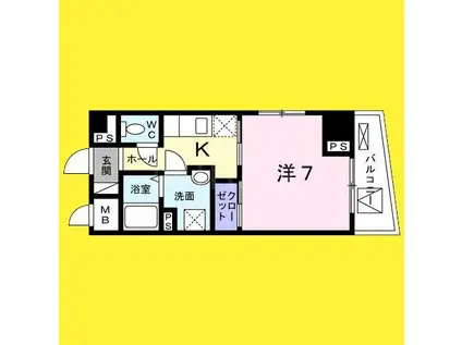 スリービーク湘南(1DK/3階)の間取り写真