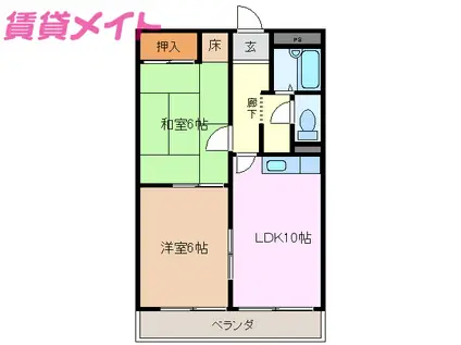 コーポラス須賀(2LDK/2階)の間取り写真