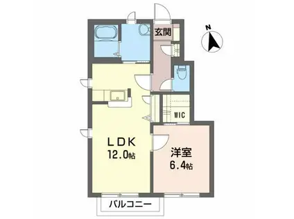 ストリームレット(1LDK/1階)の間取り写真