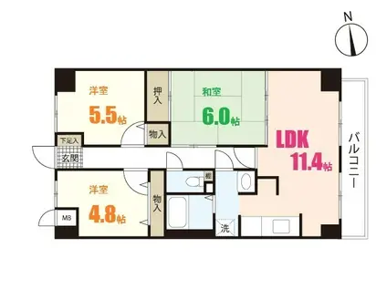 スカール藤田(3LDK/6階)の間取り写真