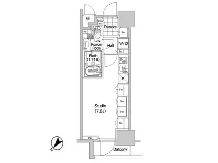 コンフォリア蒲田(ワンルーム/13階)の間取り写真