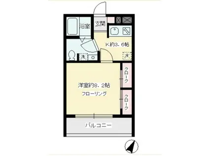 コンフォールドミール(1K/2階)の間取り写真