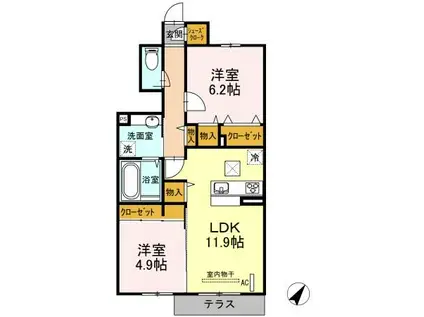 アルバ フォレスタ(2LDK/1階)の間取り写真