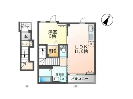 ウェルコートII(1LDK/2階)の間取り写真