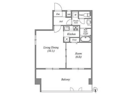 アーバハイツ六町環七北通(1LDK/5階)の間取り写真
