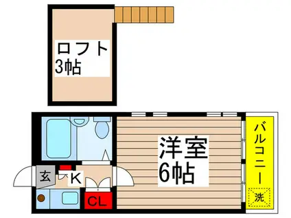 キャッスル勝田台(1K/1階)の間取り写真