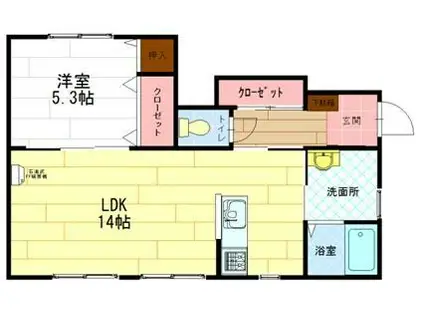 ビーグルコート(1LDK/1階)の間取り写真