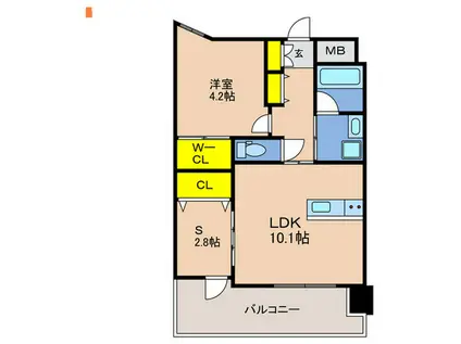 GENOVIA神戸新開地駅前(1SLDK/7階)の間取り写真