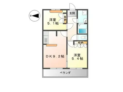 イーストリバーIII(2DK/1階)の間取り写真