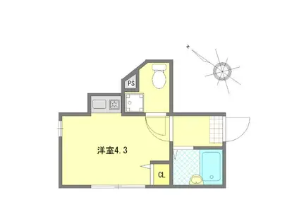 WELLBEING青砥II(ワンルーム/1階)の間取り写真