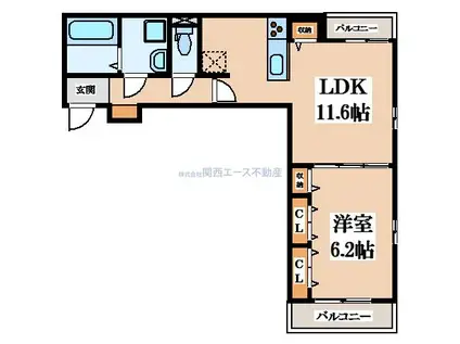 オベルジーヌ(1LDK/3階)の間取り写真