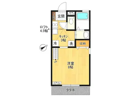 グリーンガーデン(1K/1階)の間取り写真