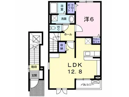 ベル・デーア(1LDK/2階)の間取り写真