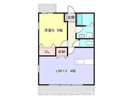 ルネス・リバーサイドKITAJIMA(1LDK/3階)の間取り写真