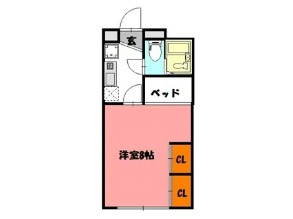 タウンコート上ノ丸(1K/2階)の間取り写真