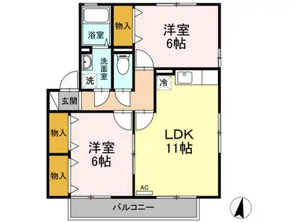 アネックス壱番館(2LDK/2階)の間取り写真