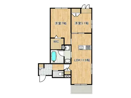 イースト SEDONAイーストセドナ(2LDK/1階)の間取り写真