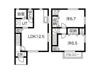 クオーレC棟(2LDK/1階)の間取り写真