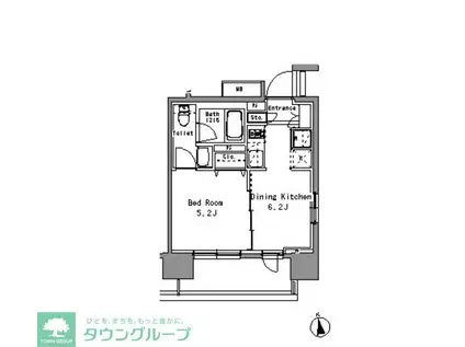 パークアクシス亀戸中央公園(1DK/4階)の間取り写真