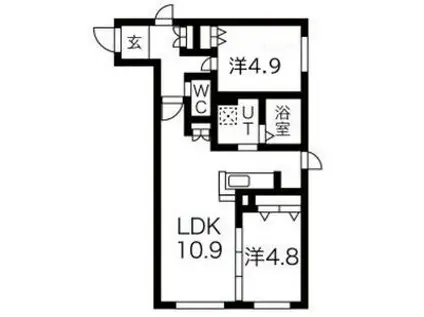 CITY RESIDENCE 幌平橋(2LDK/2階)の間取り写真