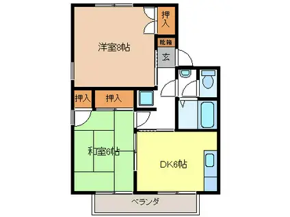 セジュールよろこびC棟(2DK/2階)の間取り写真