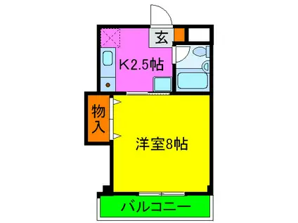 グリーンルーフ神若(1K/4階)の間取り写真