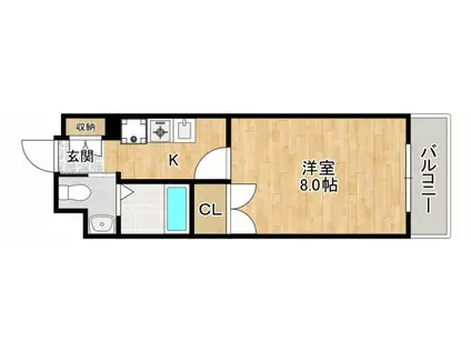 シプレス(1K/3階)の間取り写真