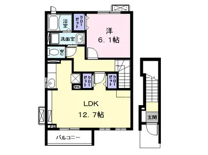 リバーサイド マルエイ・コーポ(1LDK/2階)の間取り写真