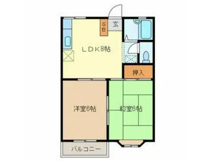 メゾンドール(2DK/2階)の間取り写真