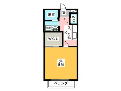 はぴねす(1K/1階)の間取り写真