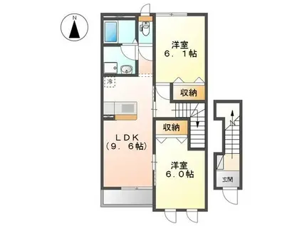 ハイツメープル(2DK/2階)の間取り写真