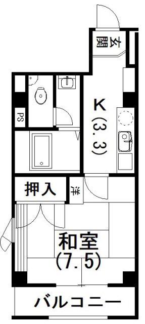 アルシェ浜松(1K/2階)の間取り写真