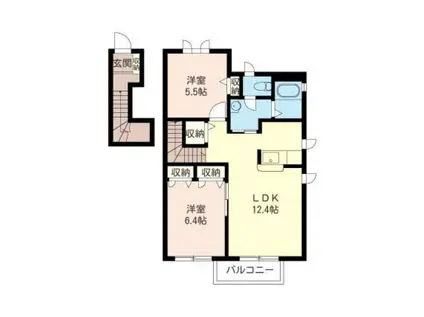 グランドソレイユ B(2LDK/2階)の間取り写真