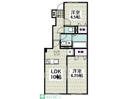 メゾン風早IV(2LDK/1階)の間取り写真