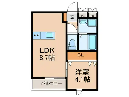 CHERRYBLOSSOM川原町(1LDK/2階)の間取り写真